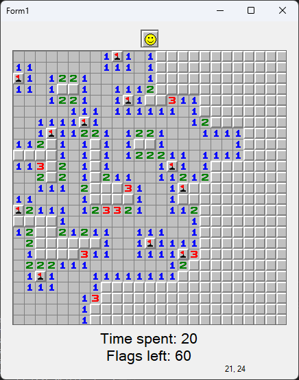 Recreation of Minesweeper in Windows Forms.